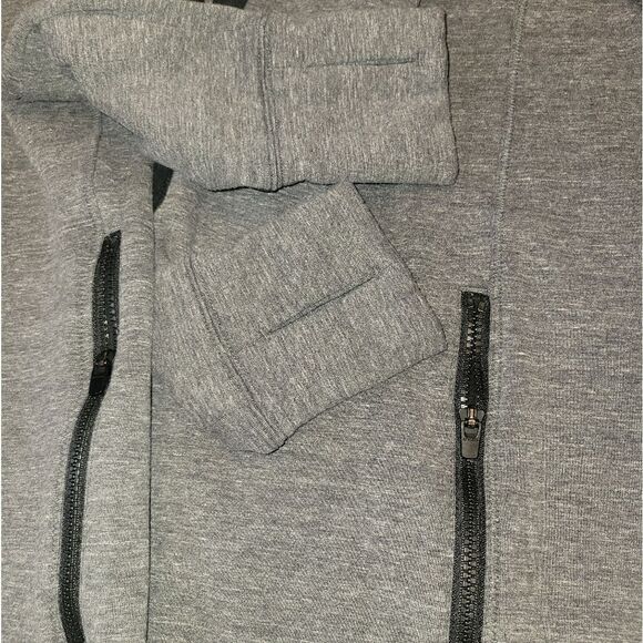 Athleta Victory Hooded Sweatshirt Dress Dark Grey Charcoal Black Medium Tall MT - Picture 5 of 12